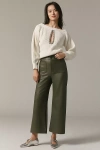 Maeve The Colette Cropped Wide-leg Pants By : Faux-leather Edition In Green