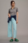 Maeve The Colette Cropped Wide-leg Pants By : Linen Edition In Blue
