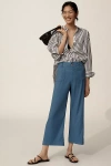 Maeve The Colette Cropped Wide-leg Pants By : Linen Edition In Blue