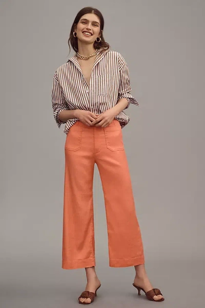 Maeve The Colette Cropped Wide-leg Pants By : Linen Edition In Orange