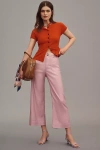Maeve The Colette Cropped Wide-leg Pants By : Linen Edition In Pink