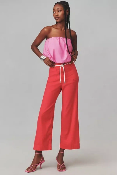 Maeve The Colette Cropped Wide-leg Pants By : Linen Edition In Purple