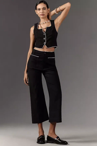 Maeve The Colette Piped Cropped Wide-leg Pants By : Magic Fabric Edition In Black