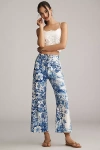 Maeve The Colette Cropped Wide-leg Pants By : Printed Linen Edition In Brown