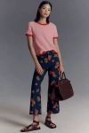 Maeve The Colette Cropped Wide-leg Trousers By : Printed Linen Edition In Blue