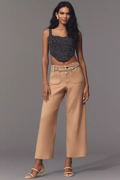 Maeve The Colette Cropped Wide-leg Pants By : Sweater Edition In Brown