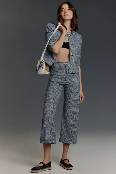 Maeve The Colette Cropped Wide-leg Pants By : Tweed Edition In Blue
