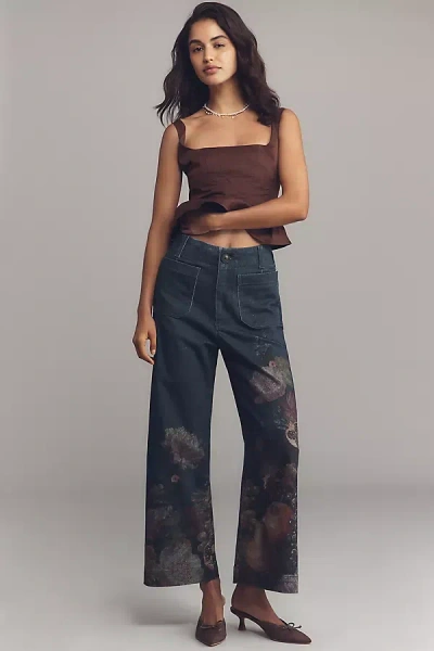 Maeve The Colette Denim Crop Wide-leg Jeans By  In Blue