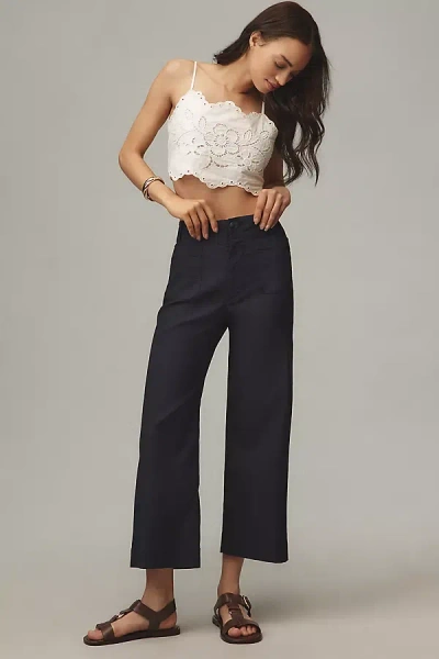 Maeve The Colette Embroidered Cropped Wide-leg Pants By : Magic Fabric Edition In Blue