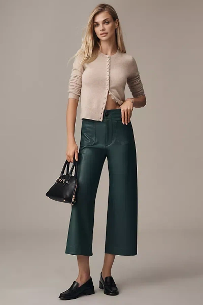 Maeve The Colette Faux-leather Crop Wide-leg Pants By  In Blue