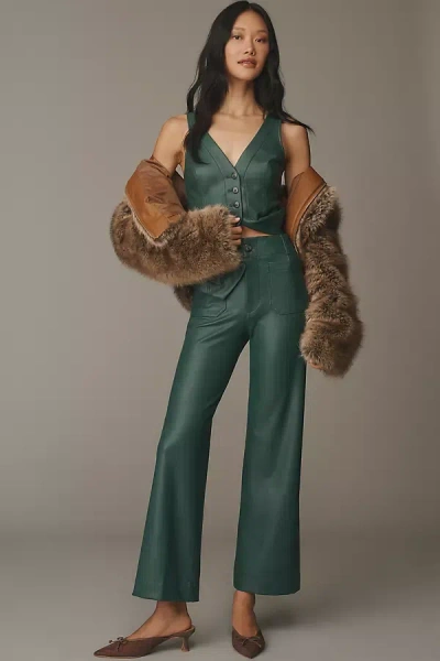 Maeve The Colette Faux-leather Full-length Wide-leg Pants By  In Green
