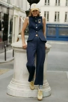 Maeve The Colette Full-length Pinstripe Pants By  In Blue