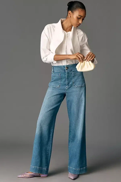 Maeve The Colette Full-length Wide-leg Jeans By : Embroidered Pocket Edition In Blue
