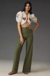 Maeve The Colette Full-length Wide-leg Pants By : Beachy Linen Edition In Green