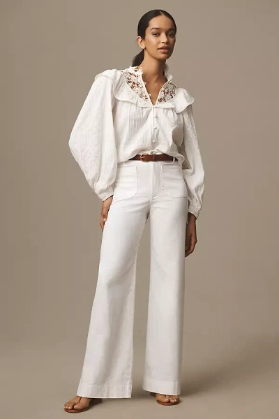 Maeve The Colette Full-length Wide-leg Pants By : Beachy Linen Edition In White