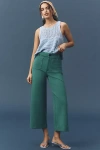 Maeve The Colette Knit Crop Wide-leg Pants By  In Green