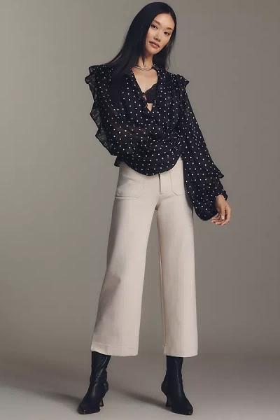 Maeve The Colette Knit Crop Wide-leg Pants By  In Neutral