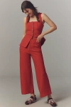 Maeve The Colette Knit Crop Wide-leg Pants By  In Red