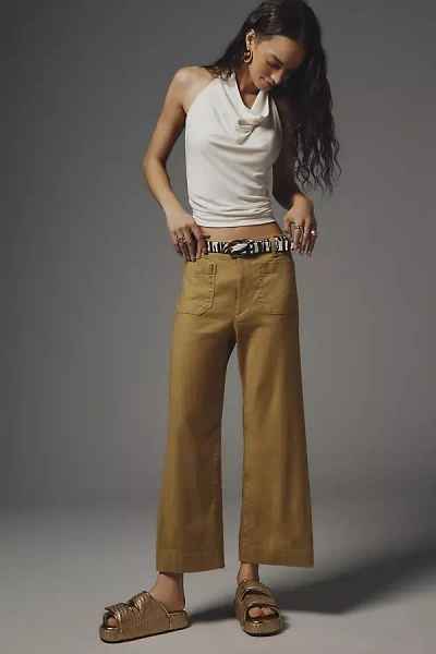 Maeve The Colette Linen Blend Crop Wide-leg Pants By  In Green