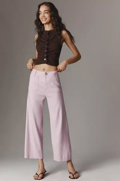 Maeve The Colette Linen Blend Crop Wide-leg Pants By  In Purple