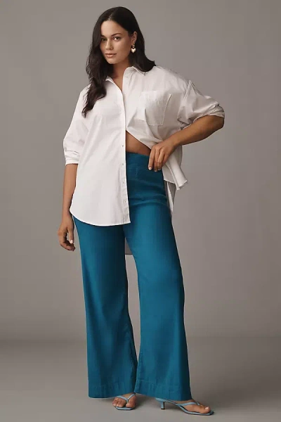 Maeve The Colette Linen Full-length Wide-leg Pants By  In Blue