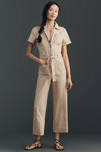 Maeve The Colette Linen Jumpsuit By  In Neutral