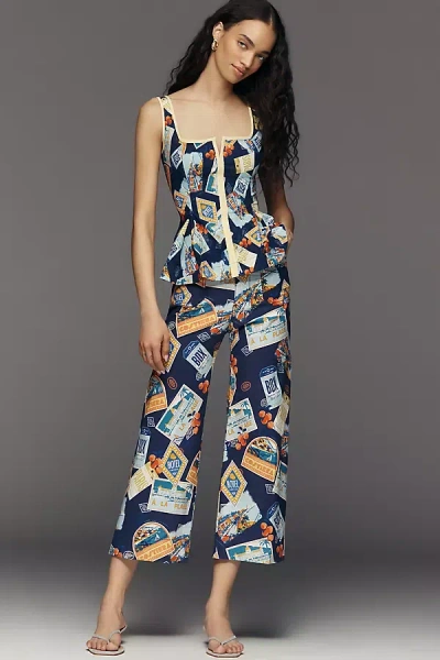 Maeve The Colette Magic Fabric Crop Wide-leg Pants By  In Blue