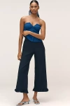 Maeve The Colette Magic Fabric Ruffle-hem Crop Wide-leg Pants By  In Blue
