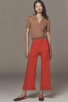 Maeve The Colette Magic Fabric Ruffle-hem Crop Wide-leg Pants By  In Red