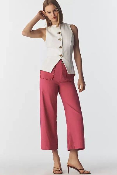 Maeve The Colette Magic Fabric Scallop-pocket Pants By  In Pink