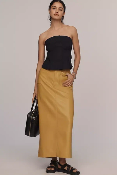 Maeve The Colette Maxi Skirt By : Faux-leather Edition In Green
