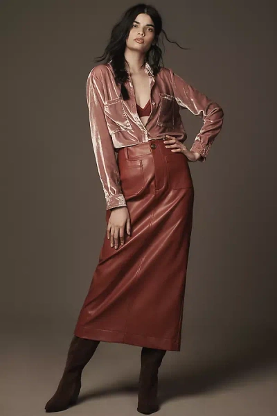 Maeve The Colette Maxi Skirt By : Faux-leather Edition In Red