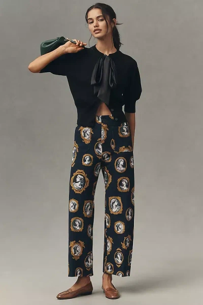 Maeve The Colette Ponte Crop Wide-leg Pants By  In Blue