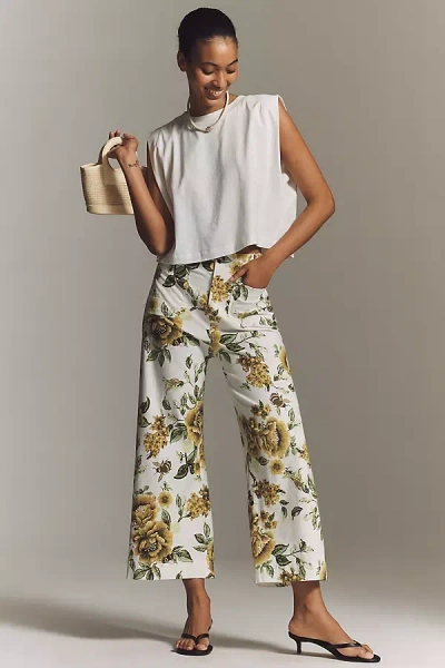Maeve The Colette Printed Linen Blend Crop Wide-leg Pants By  In Multi