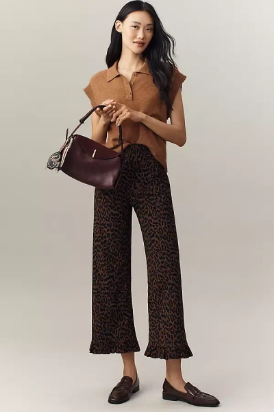 Maeve The Colette Ruffle-hem Crop Wide-leg Pants By  In Brown