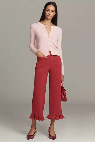 Maeve The Colette Ruffle-hem Wide-leg Pants By  In Pink