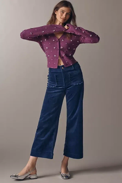 Maeve The Colette Scallop Pocket Corduroy Crop Wide-leg Pants By  In Blue