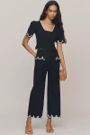 Maeve The Colette Scalloped Crop Wide-leg Pants By  In Black
