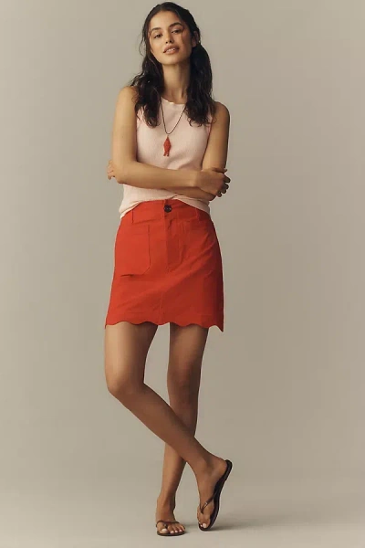 Maeve The Colette Scalloped Mini Skirt By  In Red