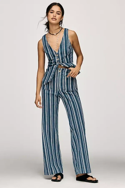 Maeve The Colette Striped Full-length Wide-leg Pants By  In Blue