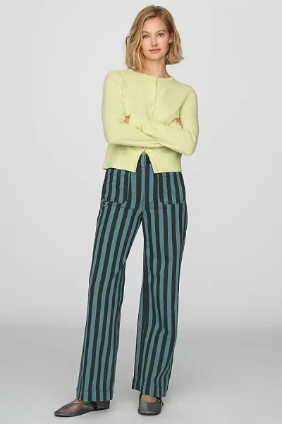 Maeve The Colette Striped Full-length Wide-leg Trousers By  In Green