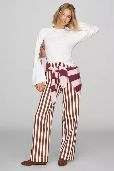 Maeve The Colette Striped Full-length Wide-leg Trousers By  In Gray