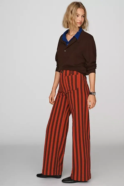 Maeve The Colette Striped Full-length Wide-leg Trousers By  In Gold