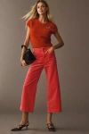 Maeve The Colette Velvet Crop Wide-leg Pants By  In Pink
