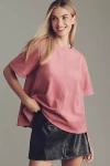 Maeve The Emmy Faux-suede Short-sleeve Swing Blouse By  In Pink