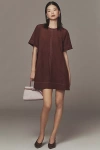 Maeve The Emmy Short-sleeve Mini Swing Dress By  In Brown
