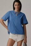 Maeve The Emmy Short-sleeve Swing Blouse By  In Blue