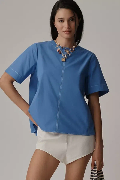 Maeve The Emmy Short-sleeve Swing Blouse By  In Blue