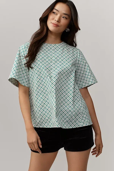 Maeve The Emmy Short-sleeve Swing Blouse By  In Green