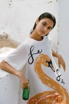 Maeve The Emmy Short-sleeve Swing Mini Dress By : Graphic Edition In White
